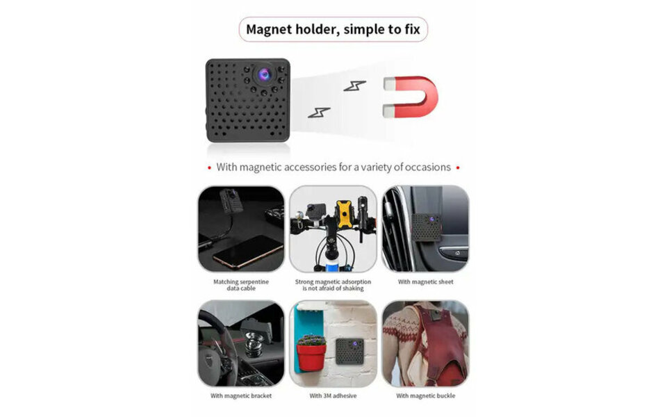 Smartlife Domotica Multifunctionele 1080P Spy Camera met magnetische steuntjes Smartlife Domotica Multifunctionele 1080P Spy Camera met magnetische steuntjes