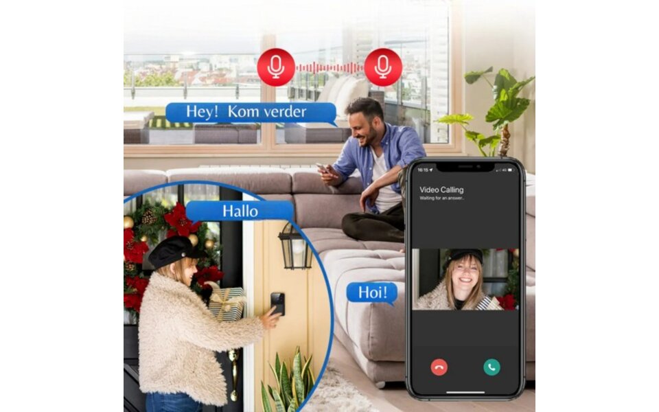 Smartlife Domotica Wifi Deurbel Camera Fisheye 1280P (Zwart) Smartlife Domotica Wifi Deurbel Camera Fisheye 1280P (Zwart)