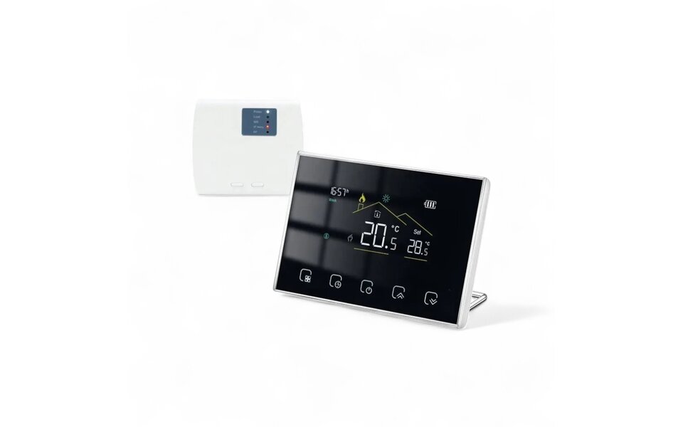 Smartlife Domotica Wifi Draadloze Thermostaat met Touchscreen voor alle type verwarming (zwart) Smartlife Domotica Wifi Draadloze Thermostaat met Touchscreen voor alle type verwarming (zwart)