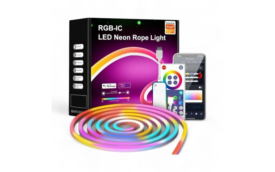Smartlife Domotica Smart WiFi Neon LED Strip | RGB | 5 Meter | IP67 Waterdicht | IP67 | App & Spraak