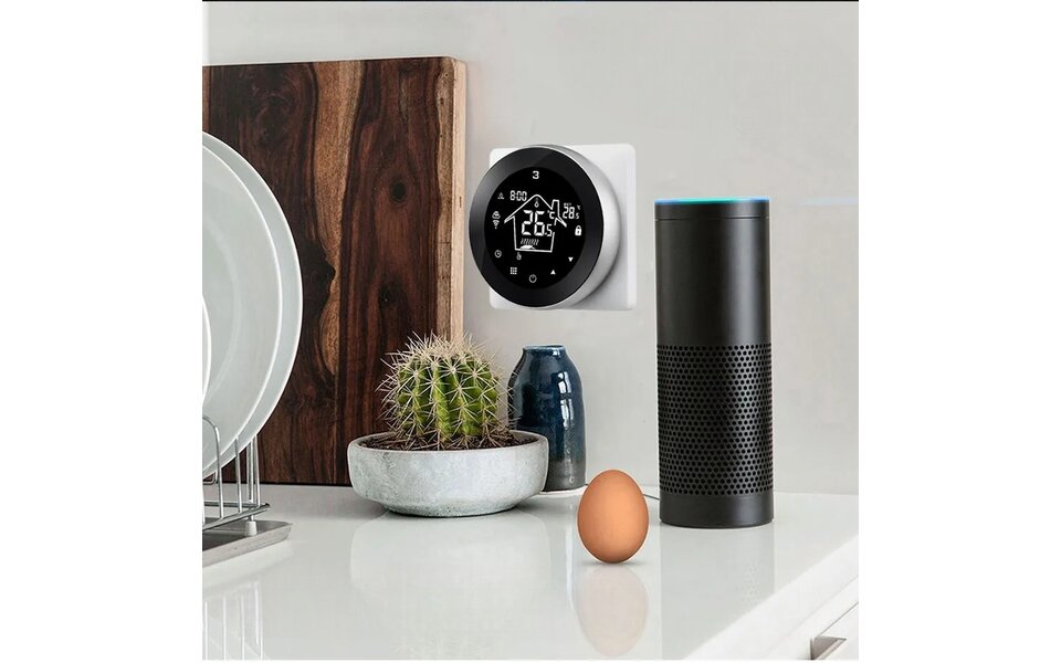 Smartlife Domotica Wifi Inbouw Thermostaat met Touchscreen voor Elektrische vloerverwarming en Infrarood (wit)