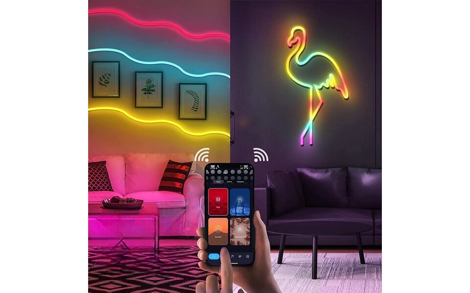 Smartlife Domotica Smart WiFi Neon LED Strip RGB | 10 Meter | IP67 Waterdicht | Flexibele Siliconen | SMD5050 LED | Tuya & Smartlife App | Google Home & Alexa Smartlife Domotica Smart WiFi Neon LED Strip RGB | 10 Meter | IP67 Waterdicht | Flexibele Siliconen | SMD5050 LED | Tuya & Smartlife App | Google Home & Alexa