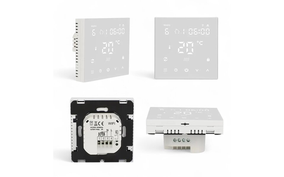 Smartlife Domotica Wifi Inbouw Thermostaat met Touchscreen voor C.V. Installatie (wit)