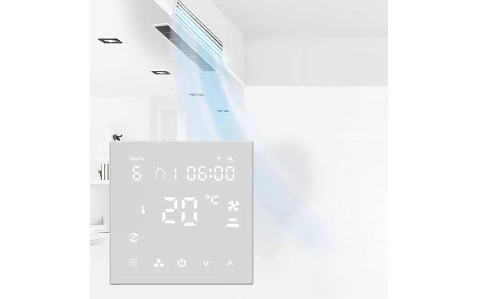 Smartlife Domotica Wifi Inbouw Thermostaat met Touchscreen voor C.V. Installatie (wit)