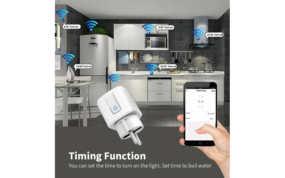 Smartlife Domotica 3-PACK | Slimme Stekkers 16A | WiFi & Bluetooth | Energiemeter | Werkt met app