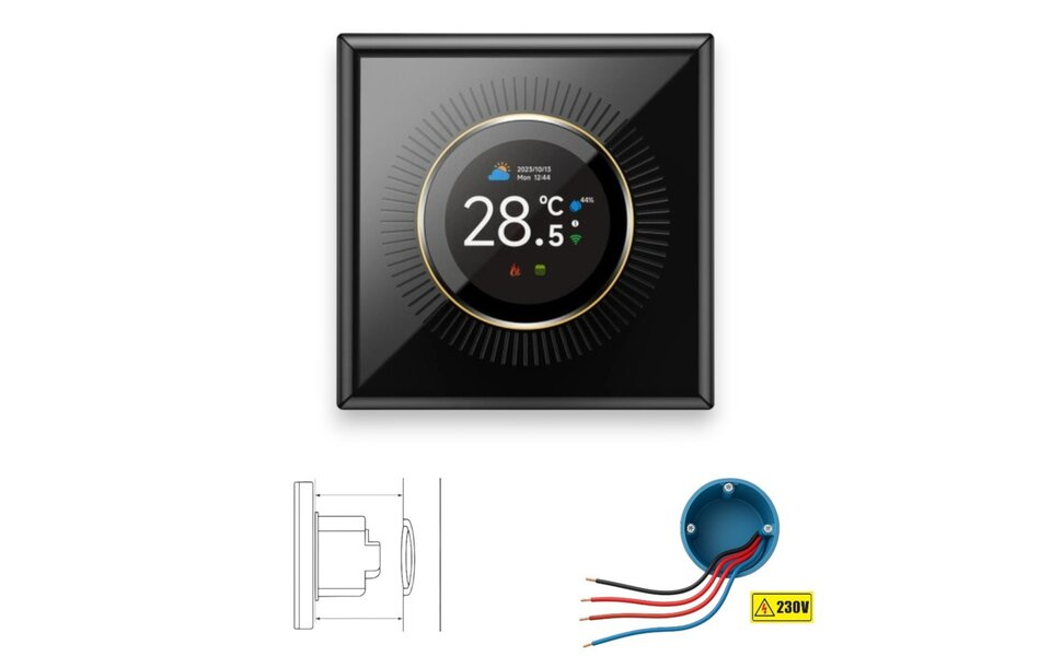 Smartlife Domotica Wifi Inbouw Thermostaat met Draaiknop voor C.V. Installatie (zwart) Smartlife Domotica Wifi Inbouw Thermostaat met Draaiknop voor C.V. Installatie (zwart)