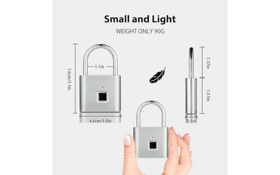 Smartlife Domotica Hangslot met vingerafdruk | Biometrisch | USB-oplaadbaar | Waterdichtuur