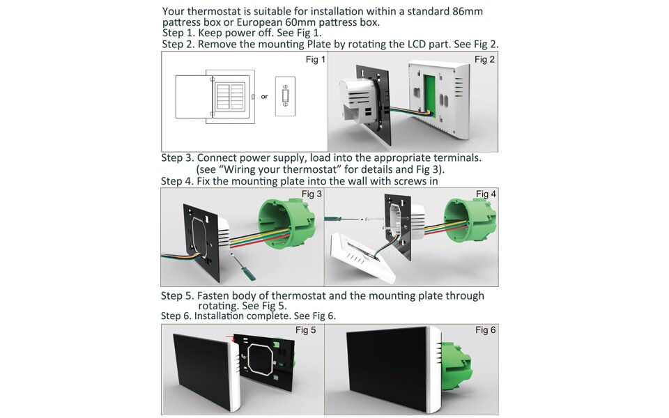 Smartlife Domotica Wifi Inbouw Thermostaat met Touchscreen voor C.V. Installatie (wit)