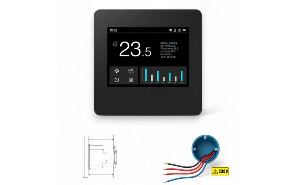 Smartlife Domotica Wifi Inbouw Thermostaat met inzicht in verbruik en kosten met handige grafieken Smartlife Domotica Wifi Inbouw Thermostaat met inzicht in verbruik en kosten met handige grafieken