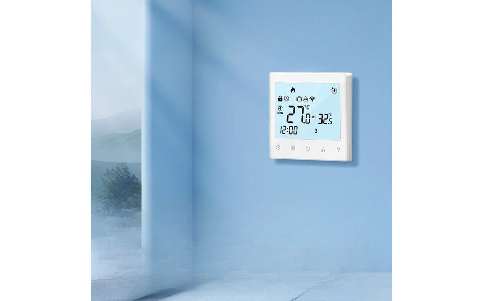 Smartlife Domotica Wifi Inbouw Thermostaat (chrono) met Touchscreen voor C.V. Installatie (wit)