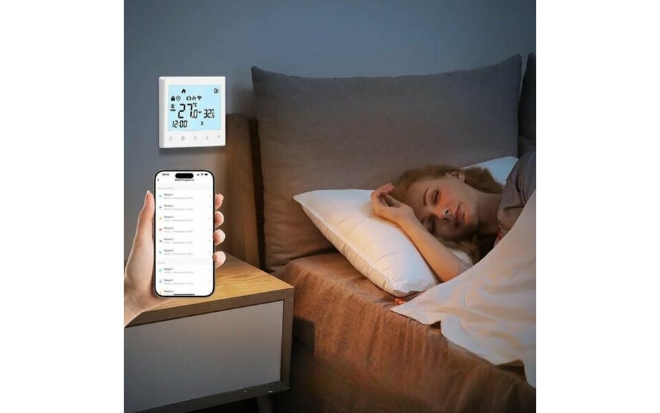 Smartlife Domotica Wifi Inbouw Thermostaat (chrono) met Touchscreen voor C.V. Installatie (wit)