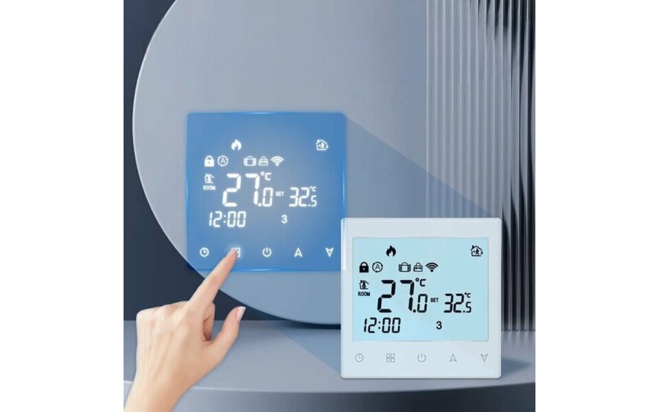 Smartlife Domotica Wifi Inbouw Thermostaat (chrono) met Touchscreen voor C.V. Installatie (wit)