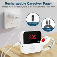 SOS Knop met Display | 2.4GHz | Horloge | Visueel & hoorbaar alarm | Pagerfunctie | Flexibel te installeren