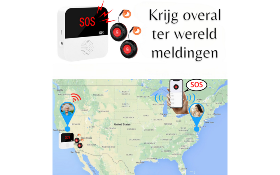 Smartlife Domotica SOS Knop met Display | 2.4GHz | Horloge | Visueel & hoorbaar alarm | Pagerfunctie | Flexibel te installeren