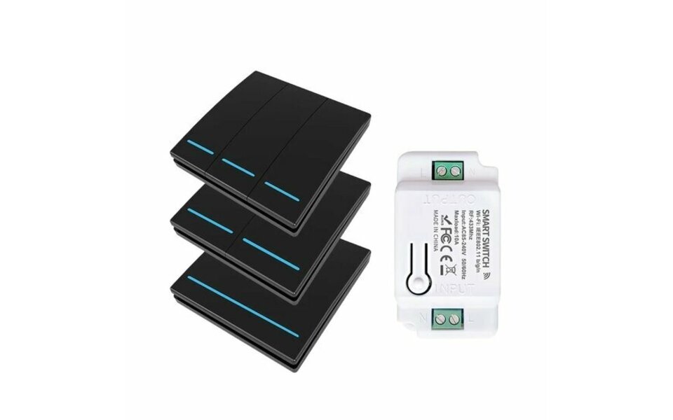 Smartlife Domotica RF 433 Mhz Slimme Draadloze Schakelaar Zwart (3-knoppen) - SET Smartlife Domotica RF 433 Mhz Slimme Draadloze Schakelaar Zwart (3-knoppen) - SET