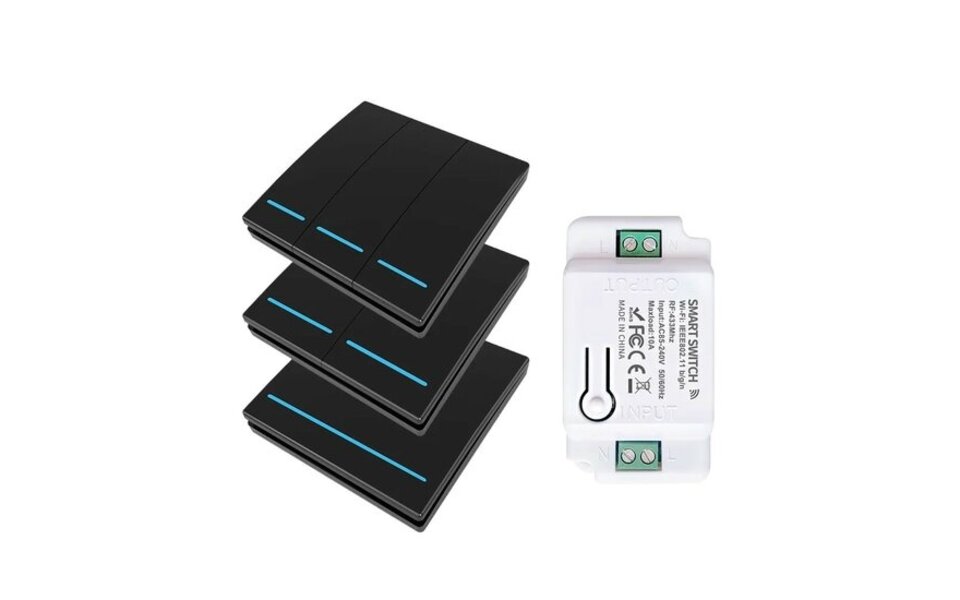 Smartlife Domotica RF 433 Mhz Slimme Draadloze Schakelaar Zwart (3-knoppen) - SET Smartlife Domotica RF 433 Mhz Slimme Draadloze Schakelaar Zwart (3-knoppen) - SET