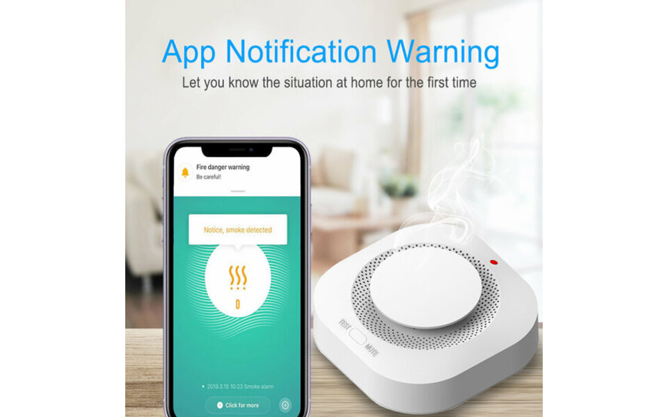Smartlife Domotica Wifi Rookmelder met Mute button (werkt alleen i.c.m. Alarm) Smartlife Domotica Wifi Rookmelder met Mute button (werkt alleen i.c.m. Alarm)