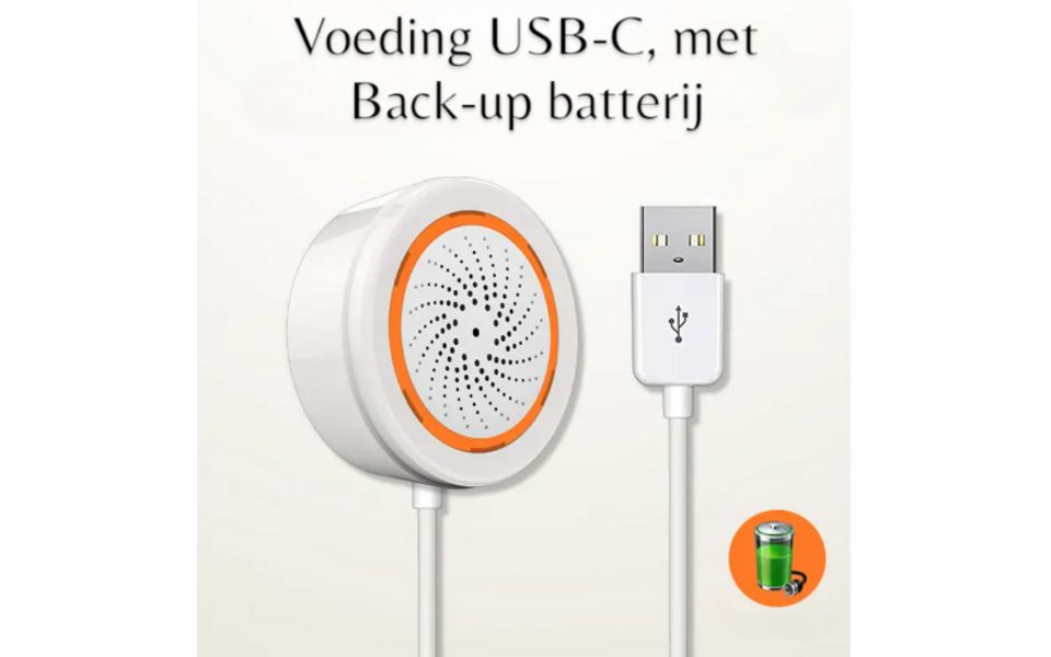 Smartlife Domotica Slimme Sirene | 90dB | Zigbee | USB-C & Batterijen