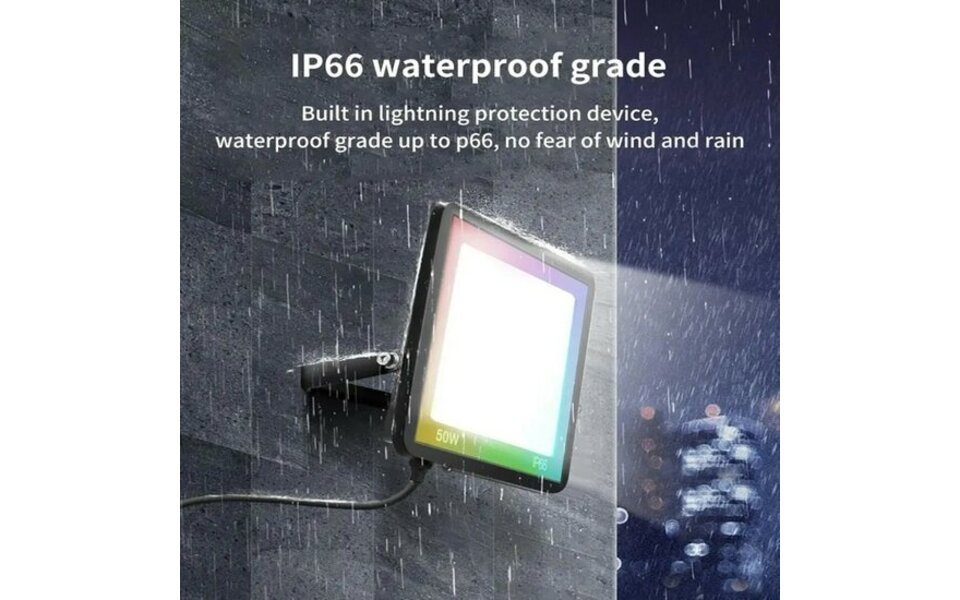 Smartlife Domotica Smart Floodlight 30W | RGBCW | IP66 | Outdoor | App & Spraakbediening