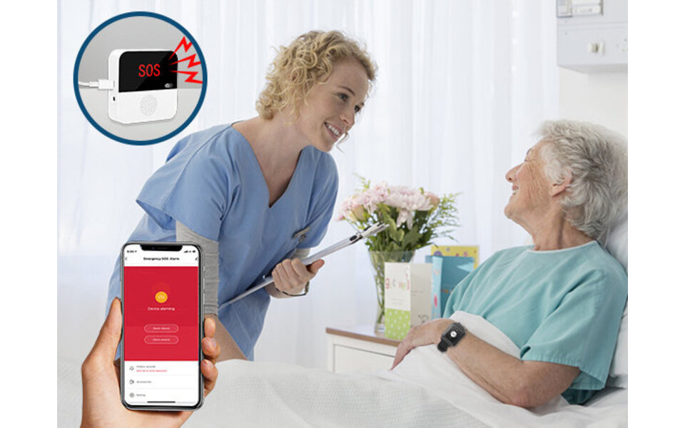 Smartlife Domotica SOS Alarmset inclusief Zwart Horloge voor Ouderen (Inclusief Extern Display)