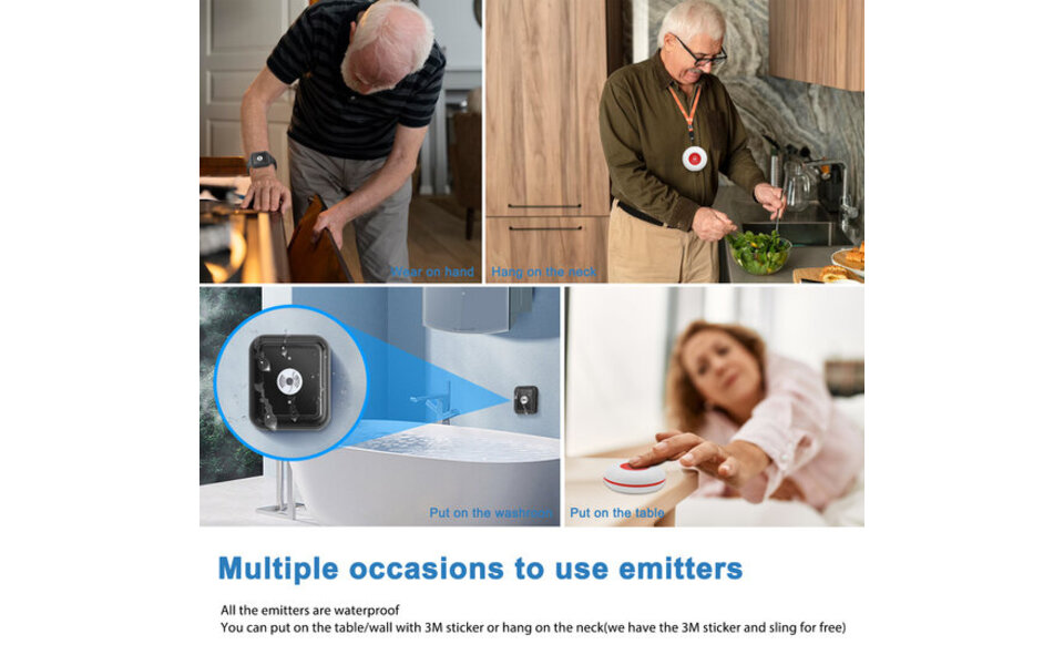 Smartlife Domotica SOS Alarmset inclusief Zwart Horloge voor Ouderen (Inclusief Extern Display)