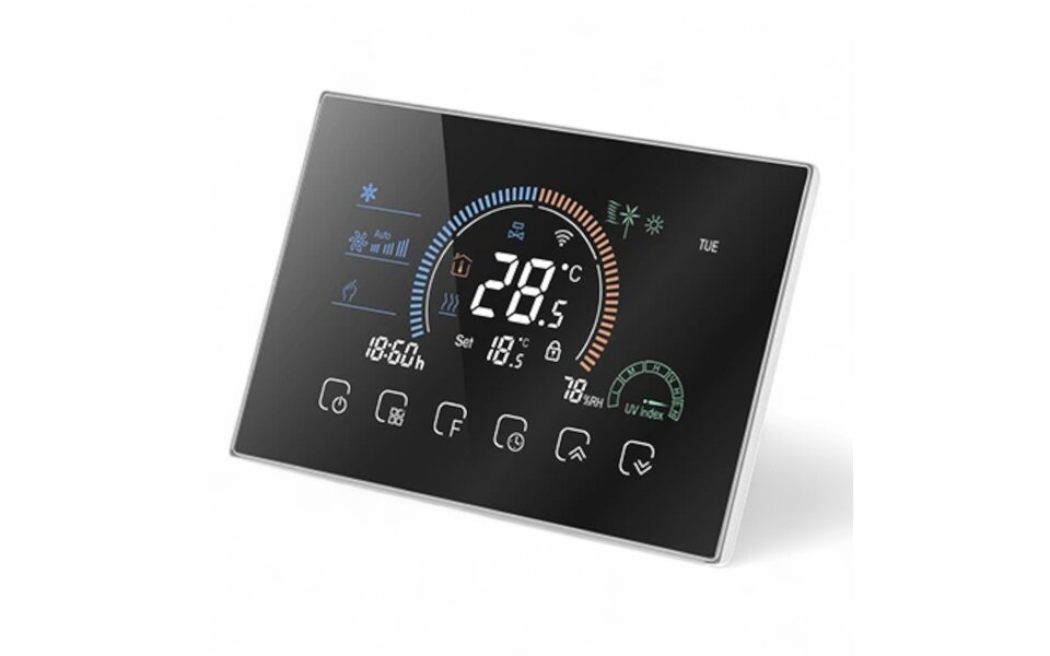 Smartlife Domotica Wifi Inbouw Thermostaat met Touchscreen voor C.V. Installatie (zwart)