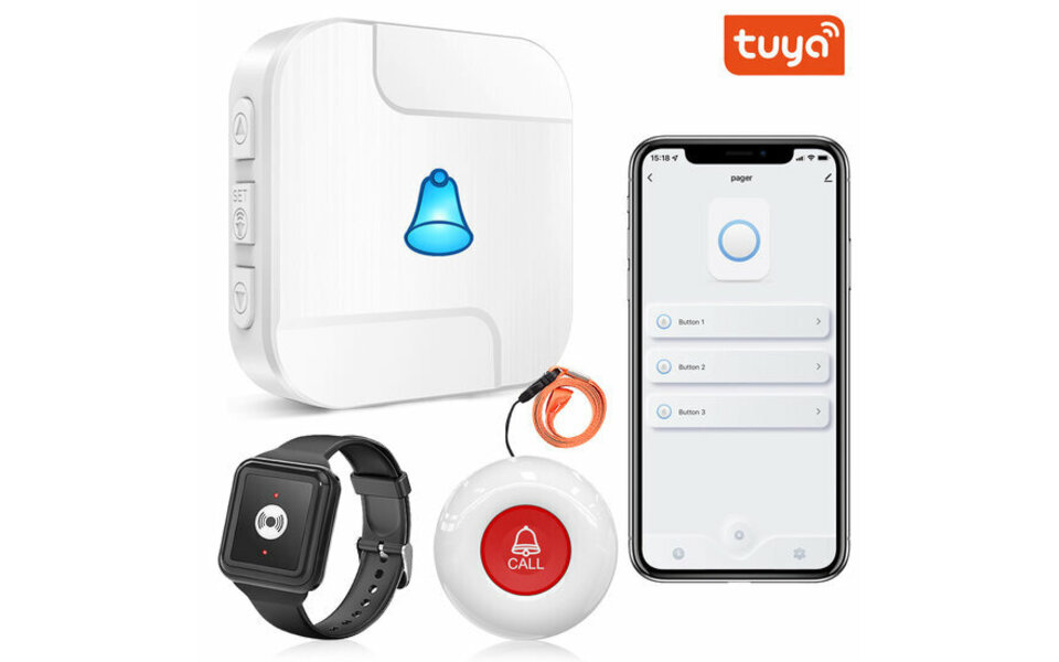 Smartlife Domotica SOS Alarmset Basic inclusief Knop en Zwart Horloge voor Ouderen