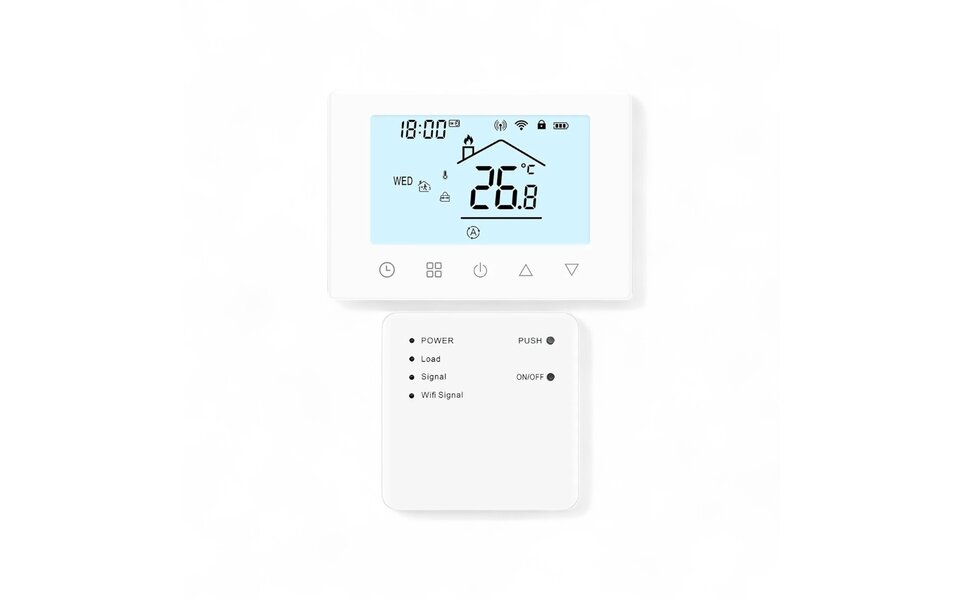 Smartlife Domotica Wifi Draadloze Thermostaat met Touchscreen voor c.v. en boiler verwarming (wit)
