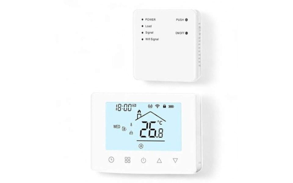Smartlife Domotica Wifi Draadloze Thermostaat met Touchscreen voor c.v. en boiler verwarming (wit)