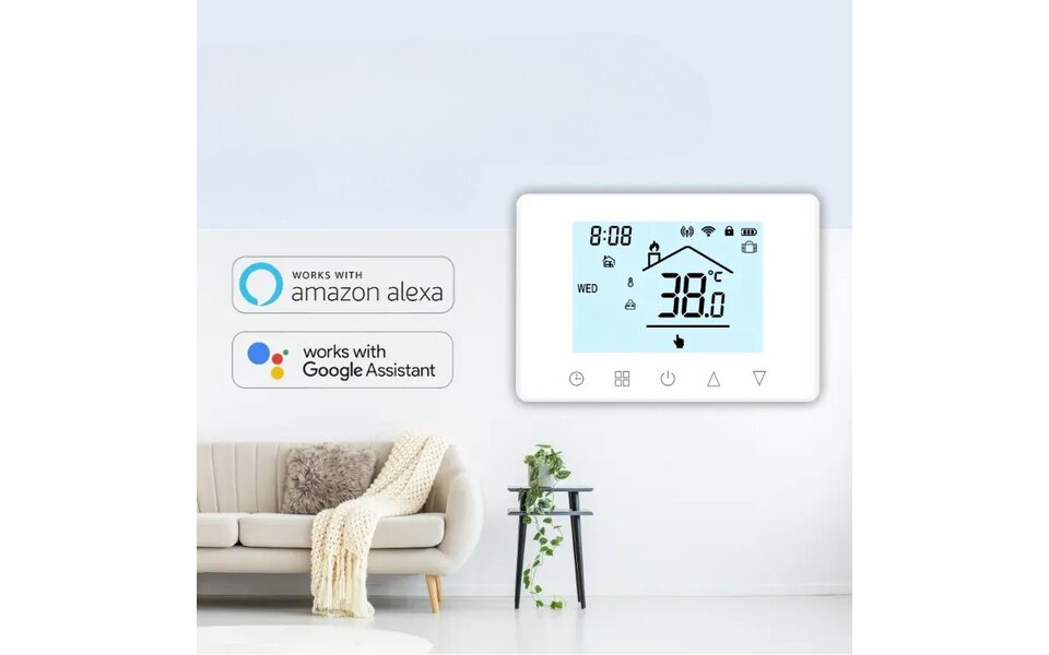 Smartlife Domotica Wifi Draadloze Thermostaat met Touchscreen voor c.v. en boiler verwarming (wit)