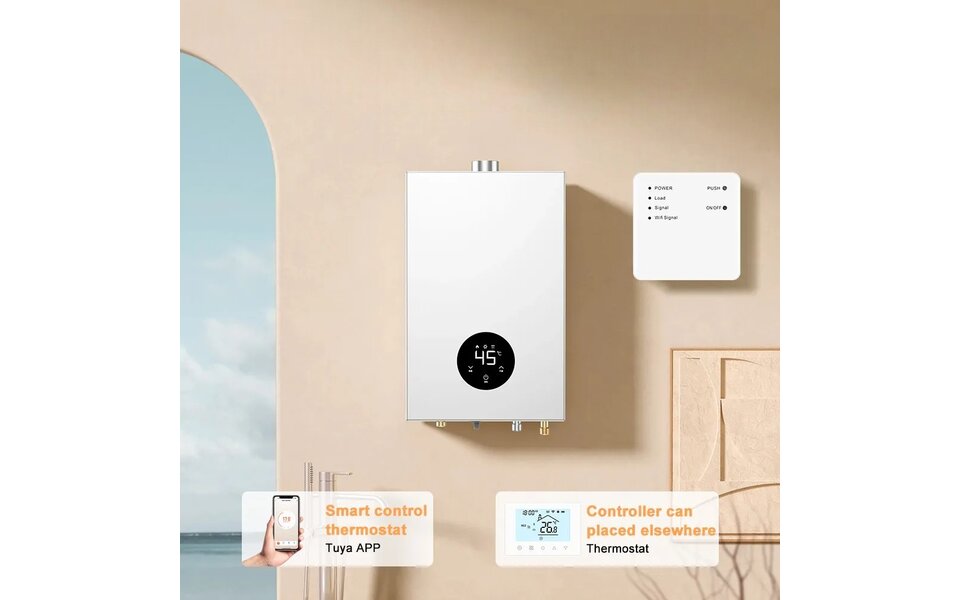 Smartlife Domotica Wifi Draadloze Thermostaat met Touchscreen voor c.v. en boiler verwarming (wit)