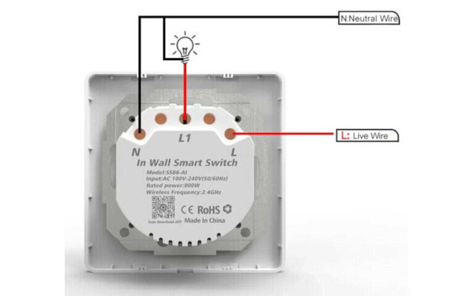 Smartlife Domotica Slimme Inbouw Schakelaar (1-knop)