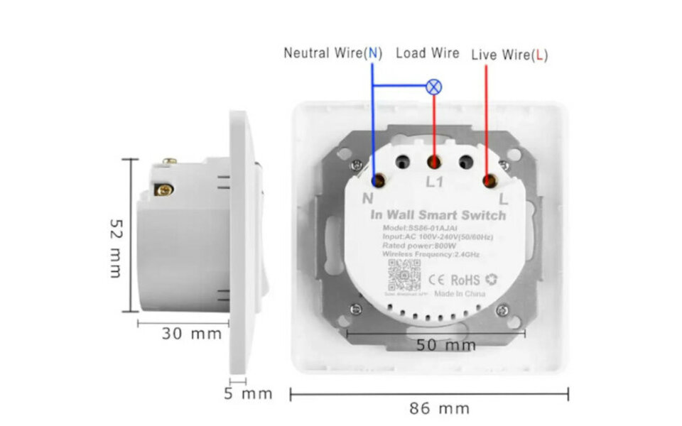 Smartlife Domotica Slimme inbouw schakelaar (2-knops)