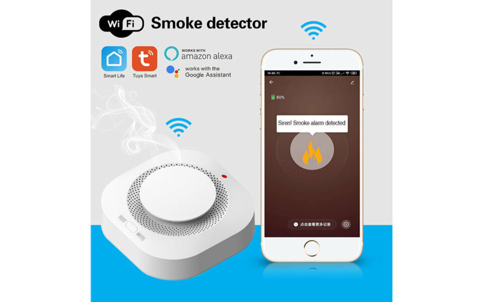 Smartlife Domotica Wifi Rookmelder met Mute button