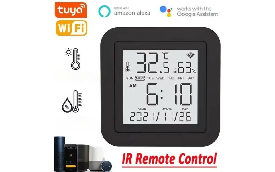 Smartlife Domotica Wifi Draadloze Slimme Temperatuur en Hygrometer + IR Universele afstandsbediening