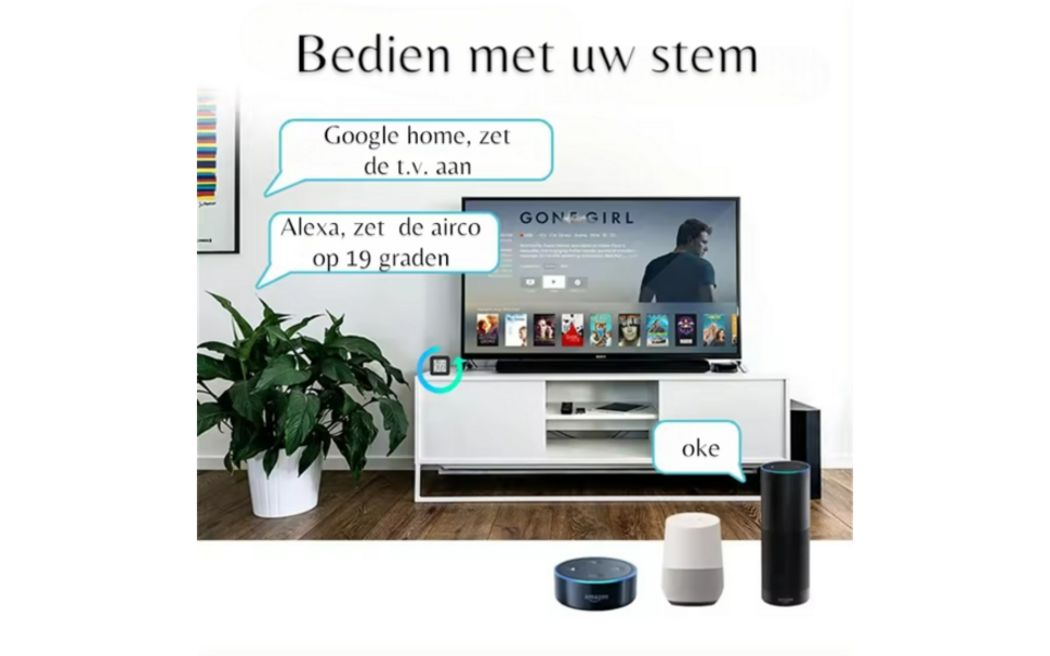 Smartlife Domotica Wifi Draadloze Slimme Temperatuur en Hygrometer + IR Universele afstandsbediening