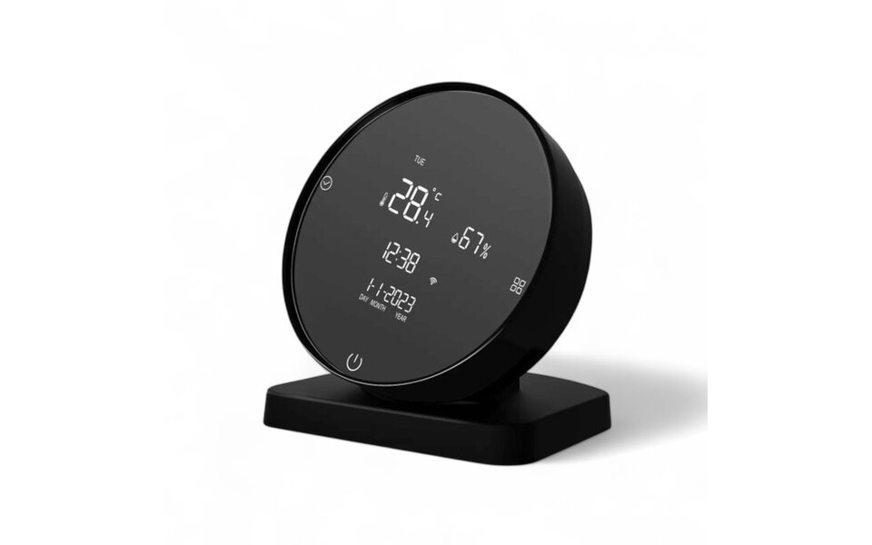 Smartlife Domotica Wifi Draadloze Ronde Thermostaat met Touchscreen voor C.V. Installatie (zwart)