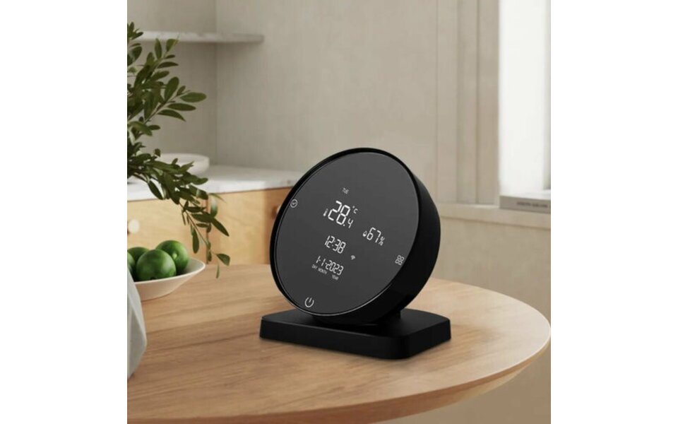 Smartlife Domotica Wifi Draadloze Ronde Thermostaat met Touchscreen voor C.V. Installatie (zwart)