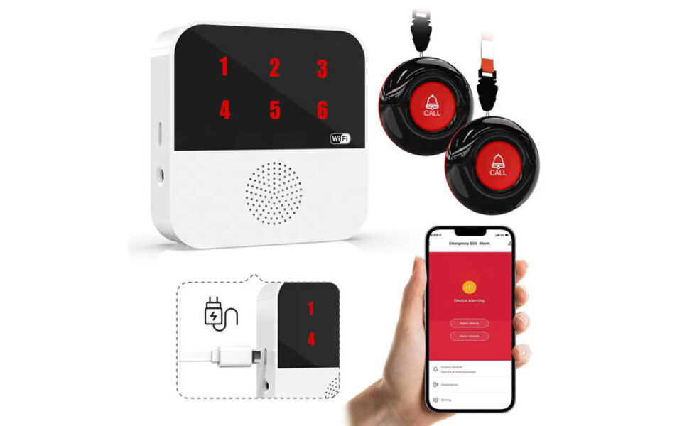 Smartlife Domotica SOS Knoppen (2x) voor Ouderen (Inclusief Extern Display) maximaal 6 knoppen