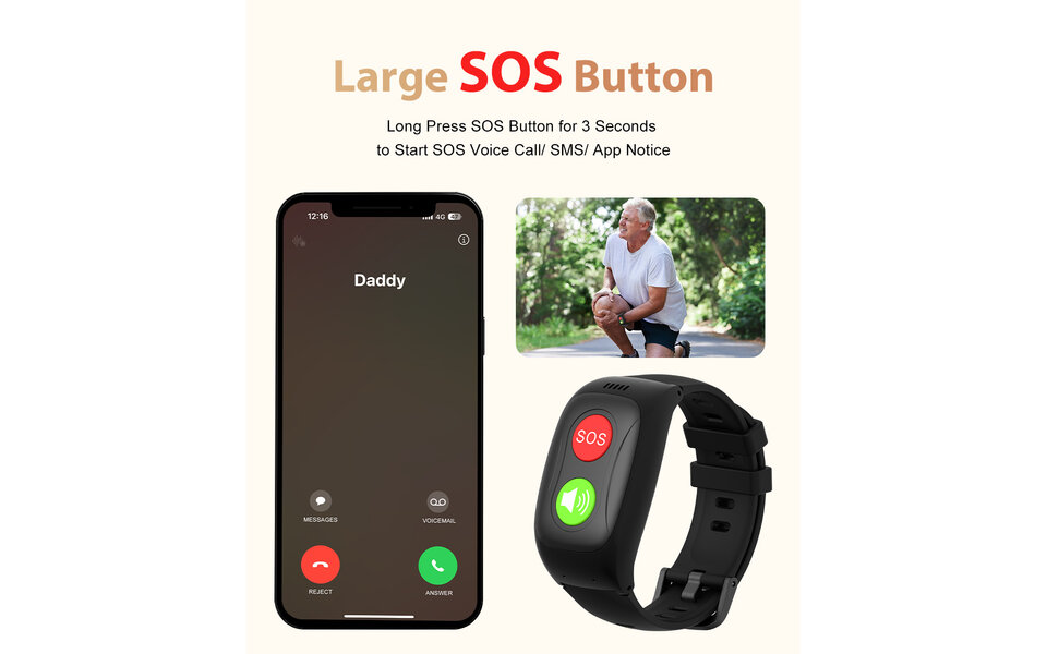 Smartlife Domotica SOS Horloge 2-knops met 2-weg communicatie en hartslagmeter (GPS optie) Smartlife Domotica SOS Horloge 2-knops met 2-weg communicatie en hartslagmeter (GPS optie)