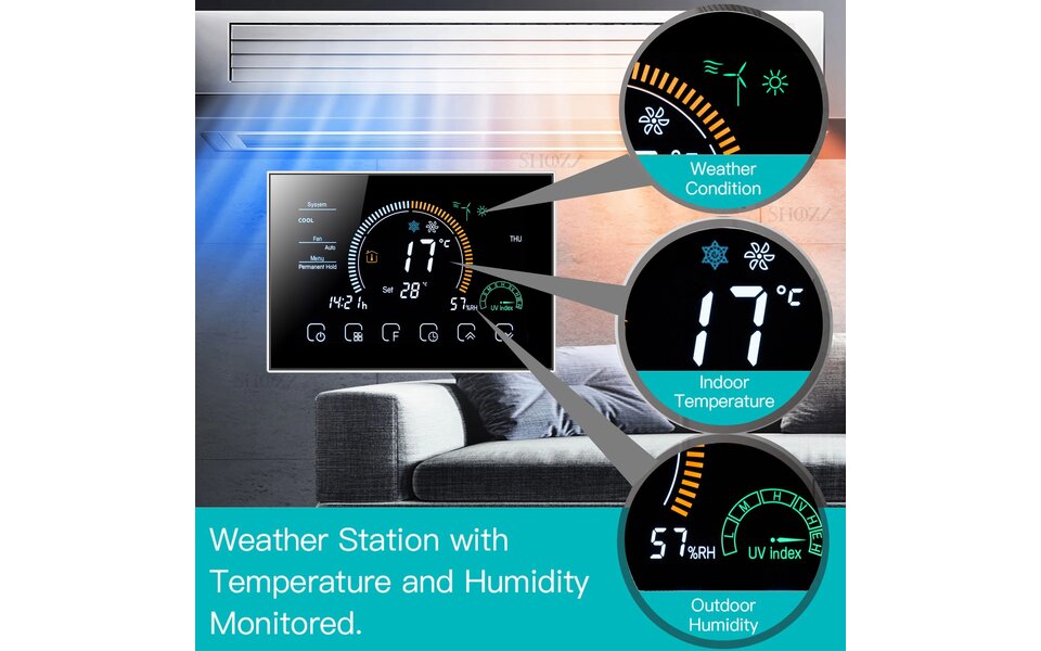 Smartlife Domotica Wifi Inbouw Thermostaat met Touchscreen voor Electrische verwarming  (wit)