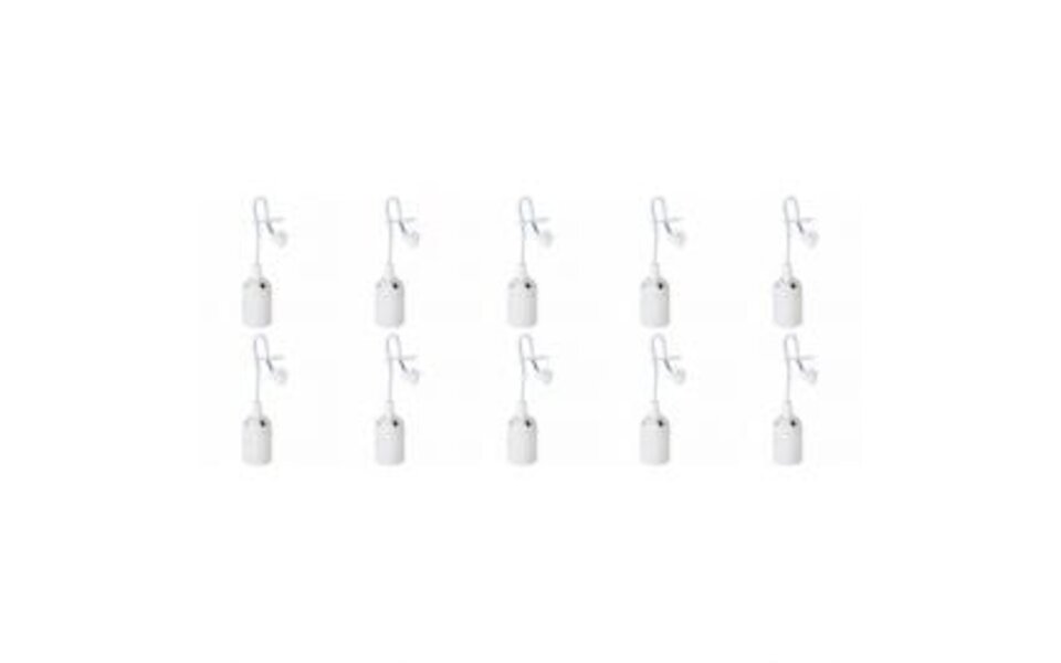 HLW LED Set van 10 Verhuisfittingen - E27 Fitting/Houder Wit met 15cm Draad