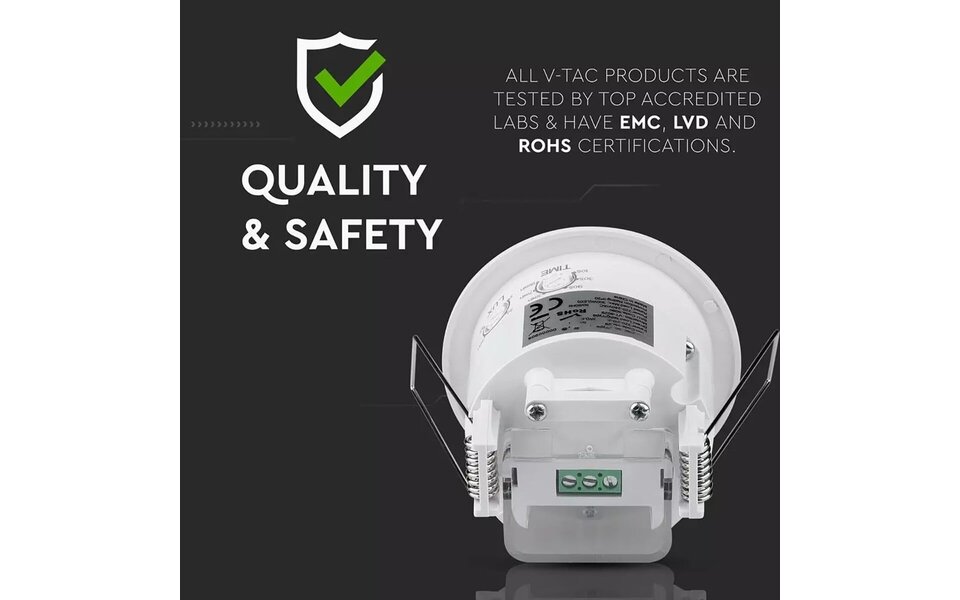 HLW LED Motion sensor Prixa Hatron - Recessed Round Matt White - 360° Detection & LED Accessories