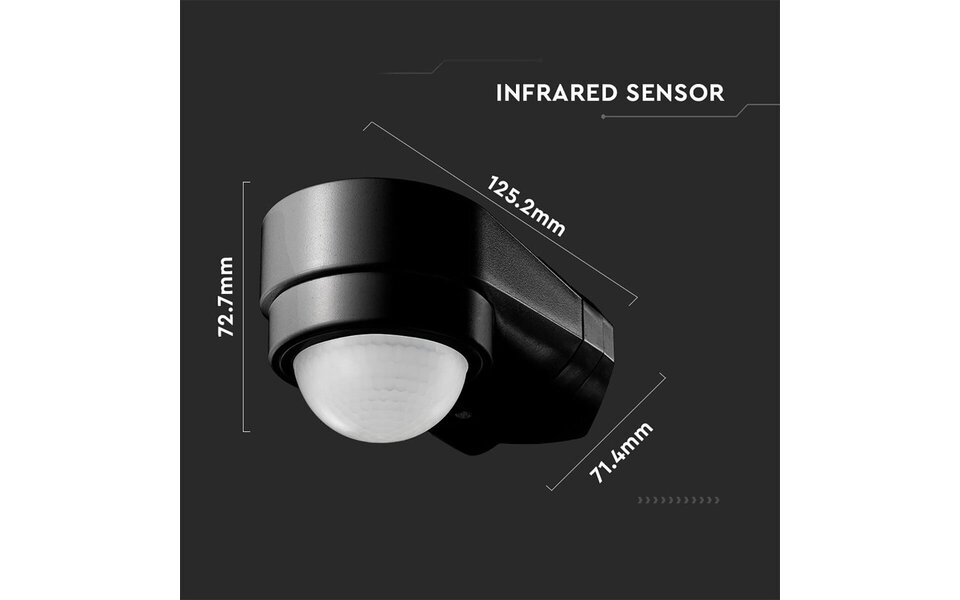 HLW LED Motion sensor Viron Muci - Surface-mounted Round Matte Black, 180° range, LED accessories