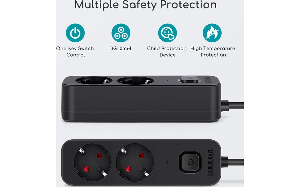 HLW LED Power Strip with Switch 3680W - Extension Cord, Plug & LED Accessories