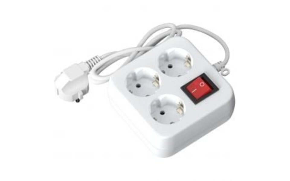 HLW LED Aigi Roovan Power Strip with Switch - 3 Outlets, 1.5m Extension Cord, 3680W LED Accessories