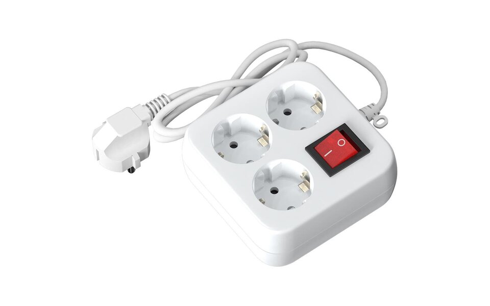 HLW LED Aigi Roovan Power Strip with Switch - 3 Outlets, 1.5m Extension Cord, 3680W LED Accessories