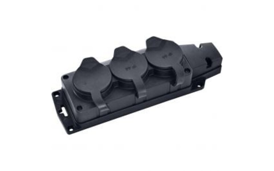 HLW LED Splash-proof outdoor power strip with 3 sockets and earth connection