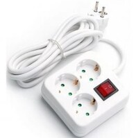 Power Strip with Switch 3680W - 3 Outlets & 3m Extension Cord