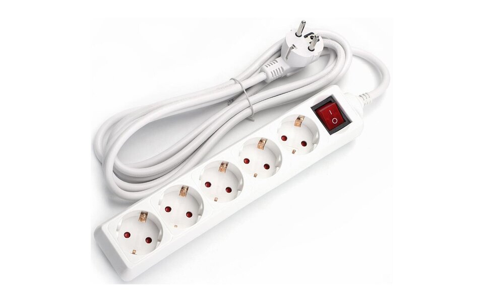 HLW LED Aigi Frutsi Power Strip with Switch - 3680W LED Accessories, 5 Sockets, 1.5 Meter Extension Cord
